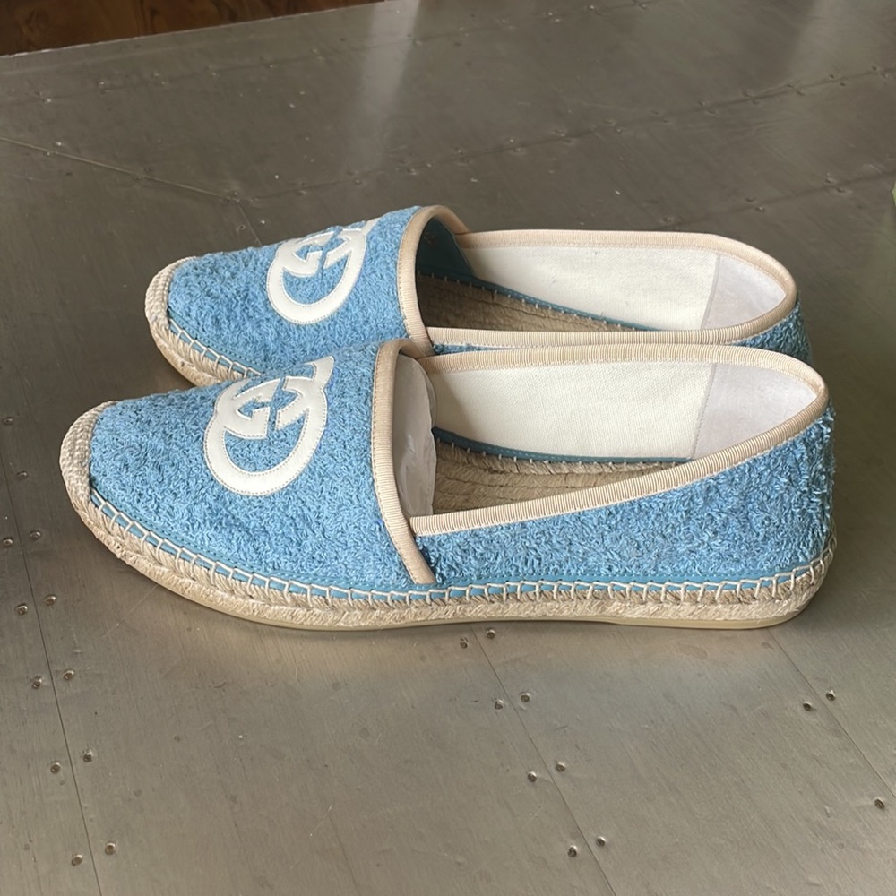 Gucci blue terrycloth fabric espadrilles flats sz 41.5 - Picture 4 of 14